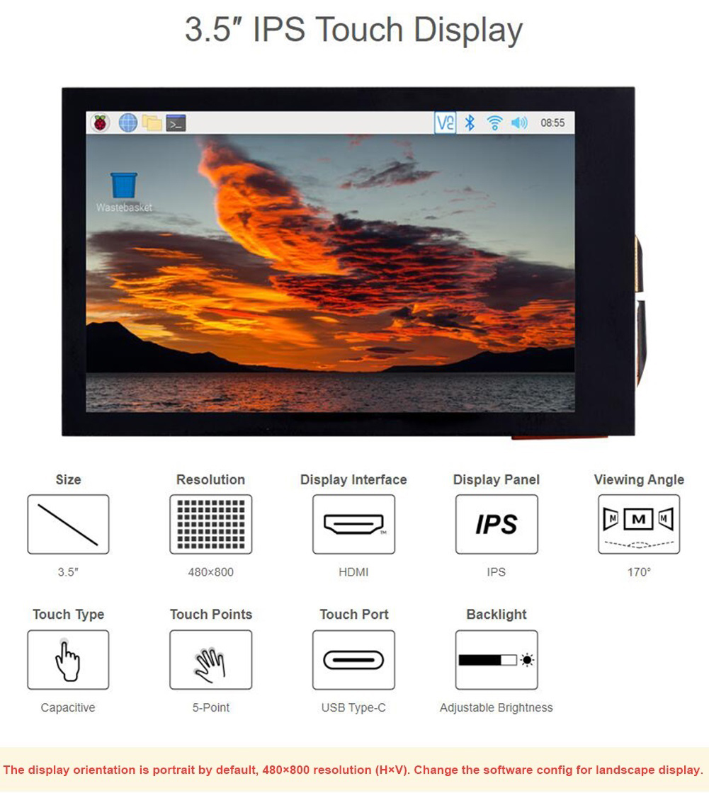 3.5 inch IPS Capacitive Touch  - đánh giá và giá Pi Display