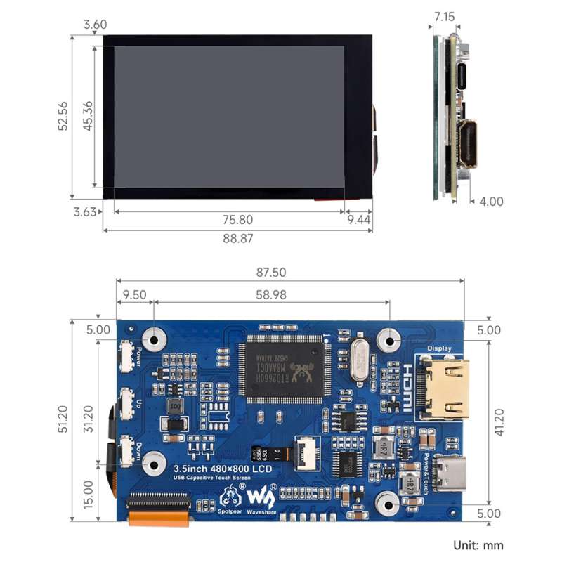 3.5 inch IPS Capacitive Touch  - đánh giá và giá Pi Display